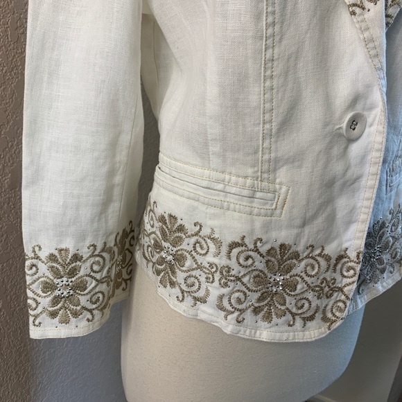 INC 100% Linen Embroidered Blazer Size PS - Picture 5 of 11